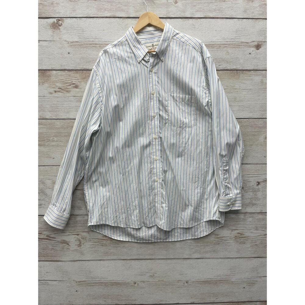 Fairway Greene the club shirt Yellow Blue Stripe Long Sleeve Button Down Mens XL